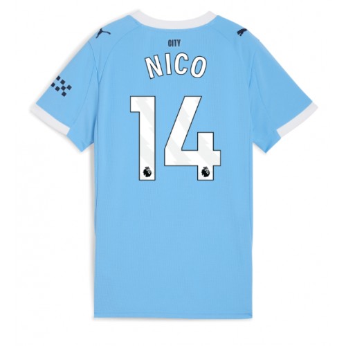 Stroje piłkarskie Manchester City Nico Gonzalez #14 Koszulka Podstawowej dla damskie 2025-26 Krótki Rękaw